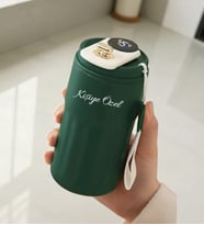 Kişiye Özel Dijital Isı Göstergeli 304 Çelik Termos Mug  İsim Baskılı 400 ml Kupa  5 Renk Seçeneği (Yeşil)
