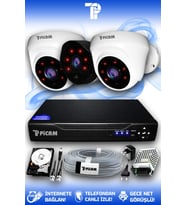 PICAM 3 Kameralı Uzay 2 İç Kamera Set 320 GB HDD Full HD Gece Görüşlü Güvenlik Kamerası Sistemi
