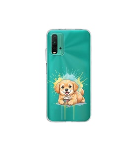 Poco M3 ile Uyumlu Splash Köpek Tasarımlı Şeffaf Silikon Kılıf