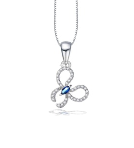 Safir Taşlı Işıltılı Kelebek Diamond Butterfly Kadın Gümüş Kolye