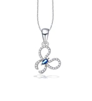 Safir Taşlı Işıltılı Kelebek Diamond Butterfly Kadın Gümüş Kolye
