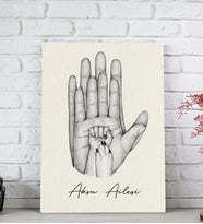BK Gift Kişiye Özel El Ele Tutuşan Aile Tasarımlı Siyah Beyaz Kanvas Tablo-6, Anneye Hediye, Aile Hediyesi