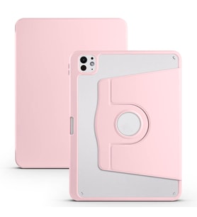 Apple iPad Pro 11 2024 Uyumlu Kılıf Zore Termik Kalem Bölmeli Dönebilen Standlı Kılıf (Pembe)