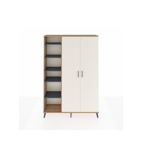 Arges Dolap 7 Raflı 2 Kapaklı Tek Askılı 132x30x195 Çam-Aytaşı/Antrasit