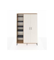Arges Dolap 7 Raflı 2 Kapaklı Tek Askılı 132x30x195 Çam-Aytaşı/Antrasit