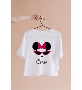 Minnie Mouse Sevgili Çift Tasarımlı Tişört Kişiye Özel ( Unisex - Büyük - Çocuk )