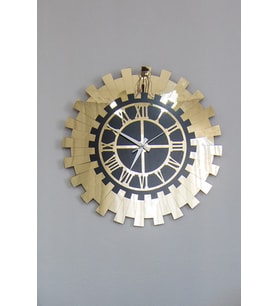 Modern Gold Güneş Duvar Saati Dekoratif Roma Rakamlı Mdf Üzeri Aynalı Pleksi 40x40 Cm