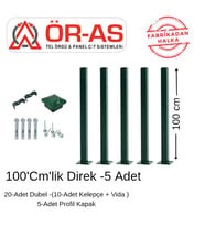 Panel Çit Diregi Aksesuarlı-( -100cm-) Yeşil Renk - 5-Adet (Y.Yeşil)