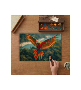 Uçan Papağan Tasarımı 240 parça Ahşap Puzzle Ahşap Kutuda MP01013