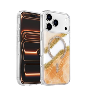 Onegif İphone 17 Pro Lotus Simli Magsafe Kapak - Turuncu