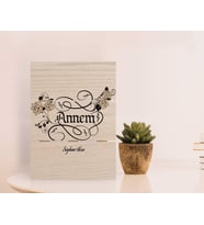BK Gift Kişiye Özel Kaligrafi Annem Tasarımlı Otantik Masaüstü Ahşap Palet Çerçeve-1 (Beyaz)