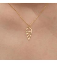 Kişiye Özel 925 Ayar Gümüş Minimal Dondurma Model Kolye (Gold)