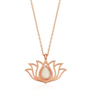 Opal Taşlı Lotus Kolye - 925 Ayar Gümüş Kolye