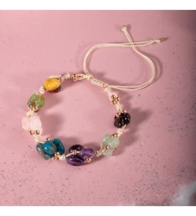 Başak Burcu Bileklik Ametist, Bordo Granat Lal, Jasper, Mavi Apatit, Pembe Kuvars, Yeşil Aventurin, Zebercet (Peridot)