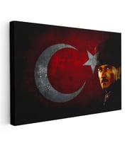 Yatay Kanvas Tablo Atatürk Büyük Ay Yıldız Grafik Atatürk Tablosu Ev Ofis Duvar Dekoru