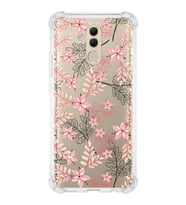 Huawei Mate 20 Lite  Köşe Korumalı Antişok Kapak Floral Kırmızı Tasarımlı Şeffaf  Kılıf