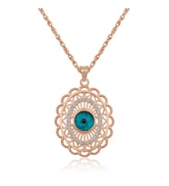 Gümüş Rose Oval Nazar Bayan Kolye