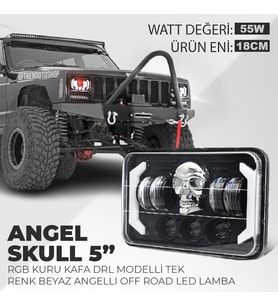 5" RGB Kuru Kafa Angel Skull Off Road Led Lambası Jeep Wrangler & Cherokee & Ln106 Uyumlu Far