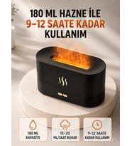 180 ML Alev Efektli Aroma Difüzörü Ultrasonik Buharlı Aromaterapi Cihazı