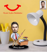 Kişiye Özel Öğretmen Karikatürlü 3mm Şeffaf Pleksi Akrilik Biblo Bay-4