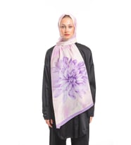 Geometrik Çiçekli Desen Pavia Seri Şal Eşarp Askısı İle Birlikte 90x200 Krem Lil