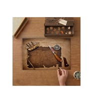 Eski Harita- Pusula- Dünya Haritası Tasarımı 240 parça Ahşap Puzzle Ahşap Kutuda MP00284