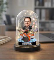 BK Gift Kişiye Özel Erkek Baterist Karikatürlü Led Işıklı Cam Fanus Biblo -1, Ev Hediyesi, Sevgiliye-Arkadaşa Hediye