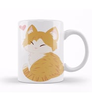 Sevimli Kedi Cute Ginger Cat Orange Cat Kupa Bardak Porselen