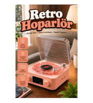 Retro Bluetooth Hoparlör Gece Lambalı Saatli Kristal Ses Tasarımlı Müzik Cihazı