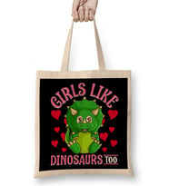 Cute & Funny Girls Like Dinosaurs Too Paleontology Bez Çanta Uzun Saplı