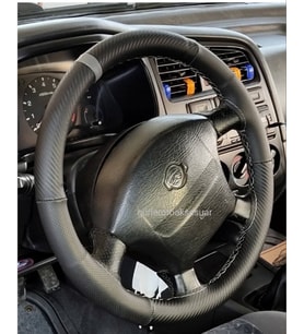 Nissan Primera Uyumlu Noktalı-Karbon Gri Yüzüklü Dikme Direksiyon Kılıfı