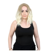 Fiber Sen Kısa Dalgalı Perçemsiz Peruk / Küllü Balköpüğü / Platin Ombreli