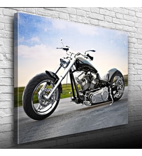 Chopper Siyah Motosiklet Kanvas Tablo 50 x 70