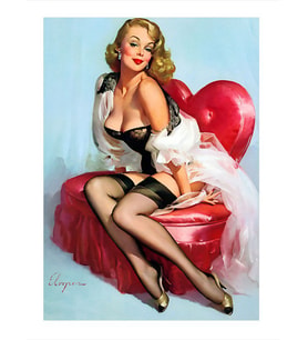 Jartiyerli Pin Up Kadın Dekoratif ahşap Tablo