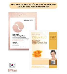 3 Katmanlı Rose Gold Göz Maskesi ve Arındırıcı Arı Sütü Özlü Kolajen Maske Seti 2 Adet
