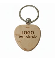 Kişiye Özel Kalp Ahşap Anahtarlık – Logo ve Web Sitesi Yazılı Lazer Gravür Anahtarlık – Kurumsal Promosyon & Özel Tasarım