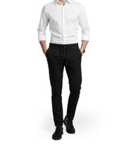 DeepSEA Siyah Esnek Kumaş Slim Fit Beli Lastikli Günlük Spor Pantolon 2601070