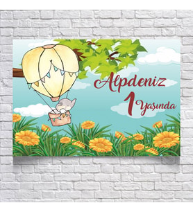 Balon Temalı Doğum Günü Afişi