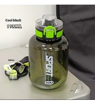 1100ml Büyük Kapasiteli Taşınabilir Spor Matarası Meşrubat Termos Pipetli Kamp Koşu Matarası (Siyah)