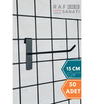 50 Adet Siyah Tel Pano Kancası 15 cm - Askı Kanca Raf Askısı Raf Aksesuar Tel Askı Çorap Kancası