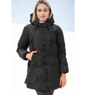 Dewberry Kadın %100 Polyester Kaban Siyah Z6773 Günlük Dış Giyim, Kazak ve Gömlek Kombini, Seyahat Gardırobu