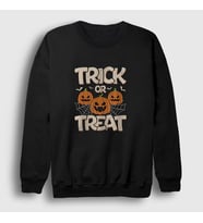 Presmono Unisex Siyah Trick Or Treat V2 Halloween Cadılar Bayramı Sweatshirt 501048tt