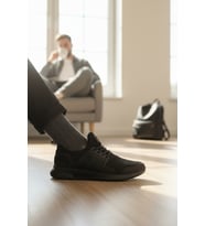 Enoch Erkek Tam Siyah Spor Ayakkabı Kafesli Yan Destekli Sneaker Günlük Rahat Yürüyüş Modeli