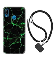 Huawei P20 Lite Mate 10 20 Lite Pro P40 Lite KılıfBoyun Askılı Silikon Yeşil Şerit Mermer 1320