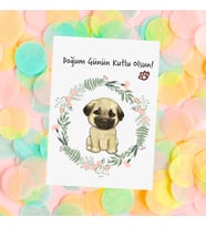 Sivas Kangal Çizimli Doğum Günün Kutlu Olsun Kartı  5 Adet,Doğum Günü Tebrik Kartı,Köpekli Tebrik Kartı