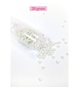 Dökme Cam Kum Boncuk Büyük Boy (6/0) 4 mm - 20 Gram - Beyaz - BNC075