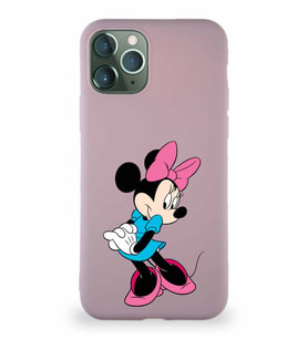 Apple iPhone 11 Pro Soft Premier Kapak Minnie Mouse-F Tasarımlı Silikon Kılıf - Pudra (Şeffaf)