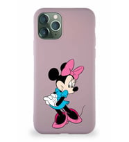 Apple iPhone 11 Pro Soft Premier Kapak Minnie Mouse-F Tasarımlı Silikon Kılıf - Pudra (Şeffaf)