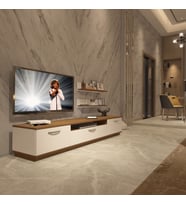 Decoraktiv Trio 4 Mdf Tv Ünitesi Tv Sehpası - Ceviz Beyaz (Beyaz - Kahverengi)