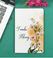 Sevgiliye Hediye Çiçek Tasarımlı Kişiye Özel Beyaz Defter
